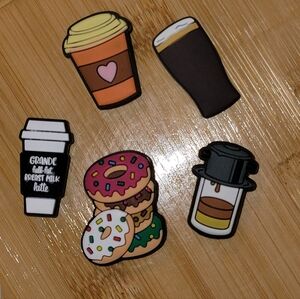 Crocs Charms lot of 5  Coffee Drinks including coffee‎ drip machine. New